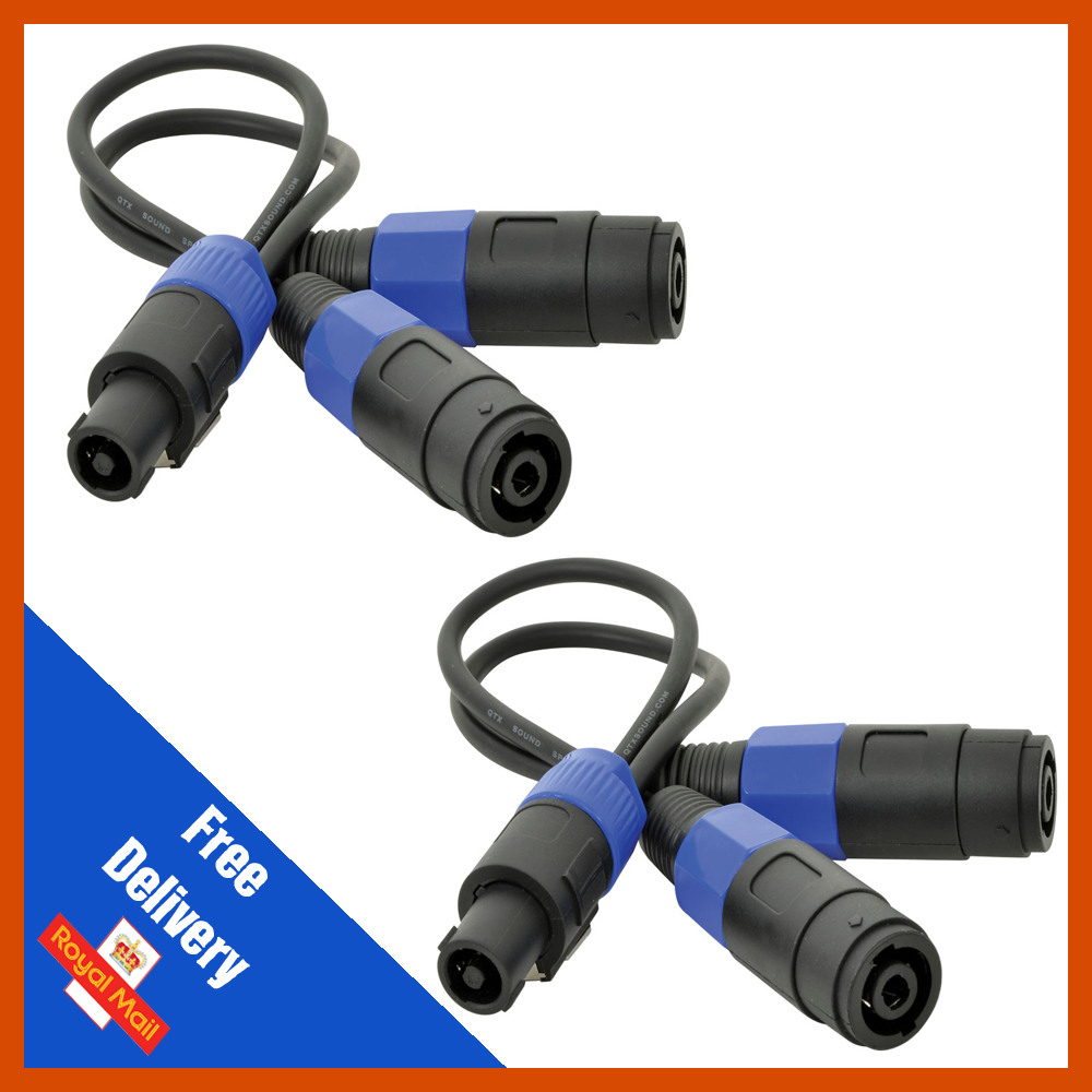 2 x QTX Speakon Speaker Cable Splitter 2 Way Amplifier PA DJ Lead